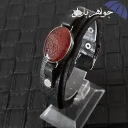 دستبند چرم عقیق حکاکی و ان یکاد کد D_1028B