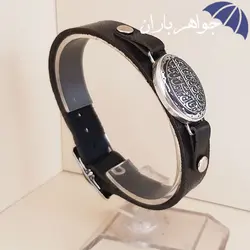 دستبند حدید حکاکی و من یتق الله چرمی کد D_1462