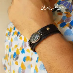 دستبند حدید ستاره داوود چرمی کد D_1182