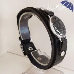 دستبند حدید ستاره داوود چرمی کد D_1182