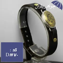 دستبند حدید طلایی ستاره سلیمان و آیت الکرسی و عین علی کد D_1670