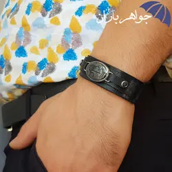 دستبند حدید عین علی و ستاره سلیمان پشت و رو کد D_1244