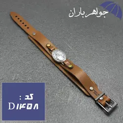 دستبند حدید نقره ای چرم حرز امام جواد صغیر کد D_1458
