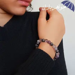 دستبند حدید و آمتیست اصل مهره ای کد D_1529