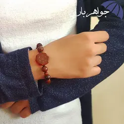 دستبند عقیق حکاکی ستاره سلیمان و عین علی کد D_1064B