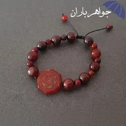 دستبند عقیق حکاکی ستاره سلیمان و عین علی کد D_1064B