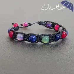 دستبند عقیق رنگی طرح بافت D3022