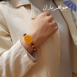 دستبند عقیق زرد و قرمز اصل D3006