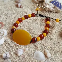 دستبند عقیق زرد و قرمز اصل D3006