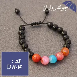 دستبند عقیق سیاه و عقیق رنگی خوشرنگ کد D_1104
