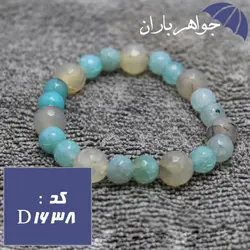 دستبند عقیق شجری و آبی تراش دار دخترانه کد D_1638