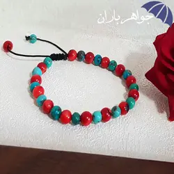دستبند فیروزه نیشابوری و مرجان اصل خوشرنگ کد D_1394