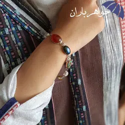 دستبند نقره چندجواهر ام البنین دست ساز کد D_1481