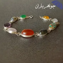 دستبند نقره چندجواهر ام البنین دست ساز کد D_1481
