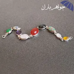 دستبند نقره چندجواهر ام البنین دست ساز کد D_1481