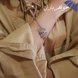 دستبند نقره زنانه طرح بال فرشته و ستاره D3012