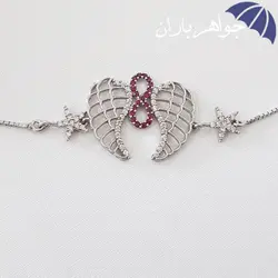 دستبند نقره زنانه طرح بال فرشته و ستاره D3012
