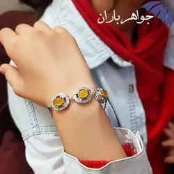 دستبند نقره عقیق شرف الشمس اصل خوشرنگ زنانه کد D_1807