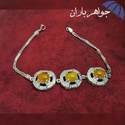 دستبند نقره عقیق شرف الشمس اصل خوشرنگ زنانه کد D_1807