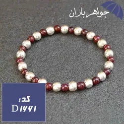 دستبند یاقوت گارنت و حدید نقره ای اسپرت کد D_1661