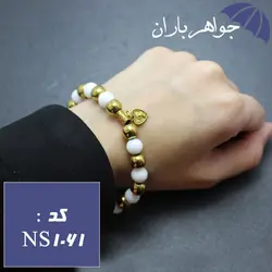ست دستبند و گردنبند حدید طلایی و اونیکس با آویز حدید طلایی ستاره سلیمان و ستاره داوود کد NS_1061