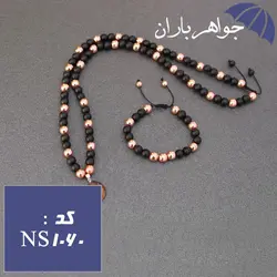 ست دستبند و گردنبند عقیق و حدید مسی با آویز حدید عین علی و سه جلاله کد NS_1060