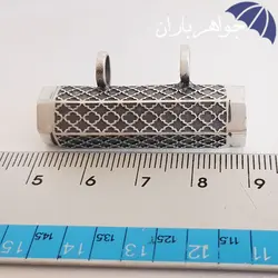 گردنبند نقره جاحرزی استوانه ای طرح دار کد G_1156