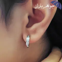 گوشواره نقره حلقه ای نگین دار کد GO_1025