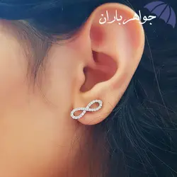 گوشواره نقره میخی طرح بی نهایت کد GO_1065