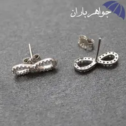 گوشواره نقره میخی طرح بی نهایت کد GO_1065
