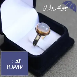 انگشتر عقیق یمنی کبود دور برنجی مردانه کد R_1282