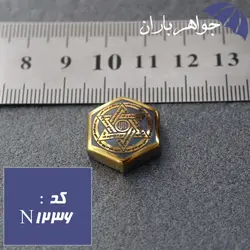 نگین حدید طلایی خاتم سلیمان و ستاره داوود پشت و رو کد N_1236