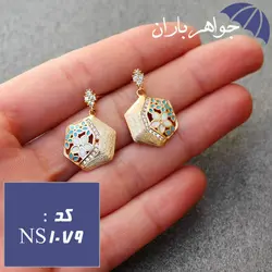 نیم ست استیل طلایی میناکاری طرح گل با زنجیر کد NS_1079