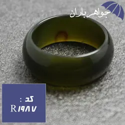 حلقه عقیق سبز پهن کد R_1987