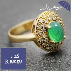 انگشتر طلاروس عقیق سبز دورجواهری زنانه کد R_2451