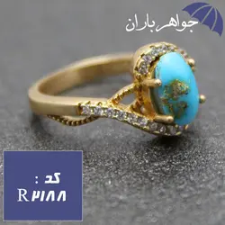 انگشتر طلاروس فیروزه نیشابوری اصل زنانه خوشرنگ کد R_2188