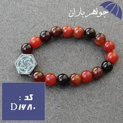 دستبند عقیق و جید با نگین حدید ستاره سلیمان و ستاره داوود کد D_1680