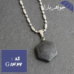 گردنبند حدید خاتم سلیمان مردانه با زنجیر کد G_1426