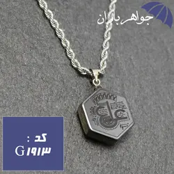 گردنبند حدید طلایی ستاره سلیمان و آیت الکرسی و عین علی با زنجیر کد G_1913