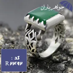 انگشتر عقیق سبز اصل مستطیلی مردانه کد R_2492