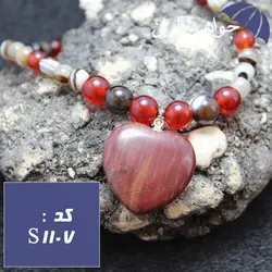 سینه ریز عقیق باباقوری با آویز قلبی جاسپر کد S_1107