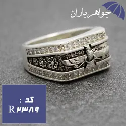 انگشتر نقره فروهر سیاه قلم کاری مردانه کد R_2389