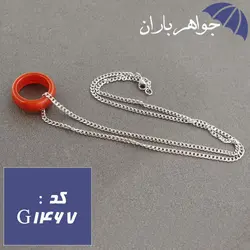 گردنبند حرز امام جواد صغیر با حلقه عقیق قرمز پهن کد G_1467