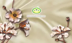 پوستردیواری گل برنزی سه بعدی با پس زمینه کرم رنگ کد 5001