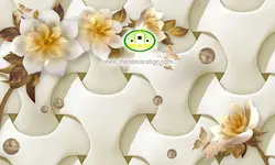 پوستردیواری گل طلایی سه بعدی کد 5007