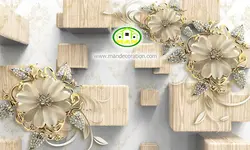 پوستردیواری گل طلایی سه بعدی کد 5018