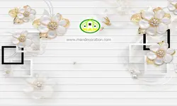 پوستردیواری گل طلایی سه بعدی کد 5038