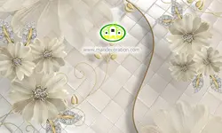 پوستردیواری گل طلایی سه بعدی کد 5050