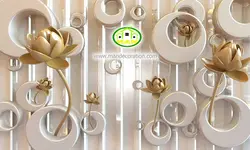 پوستردیواری گل طلایی سه بعدی کد 5032