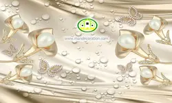 پوستردیواری گل طلایی سه بعدی کد v12171